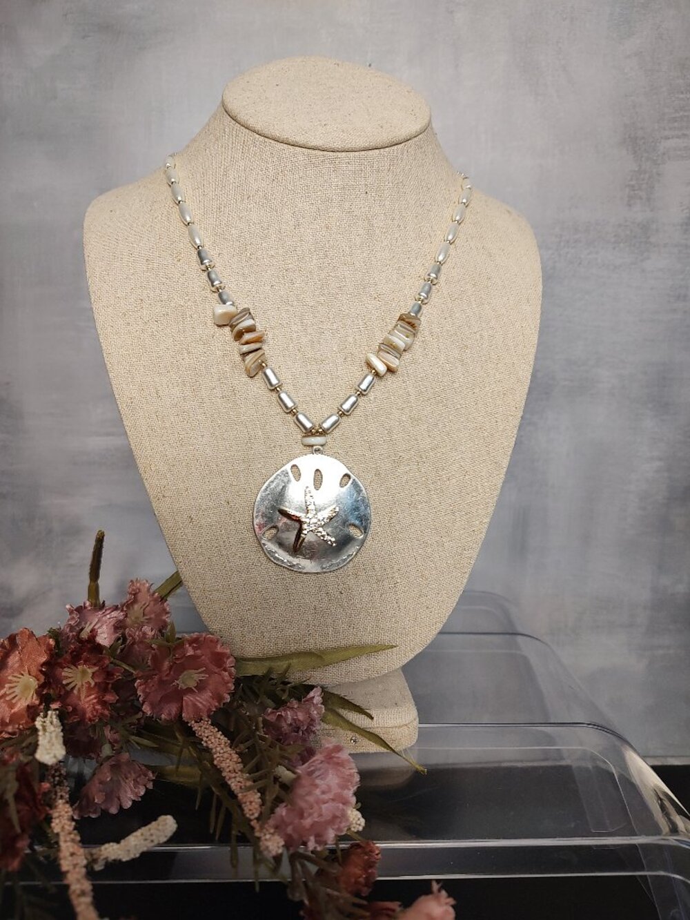 Park Lane Riptide Starfish Sand Dollar Pendant Necklace Shell Beads Coastal